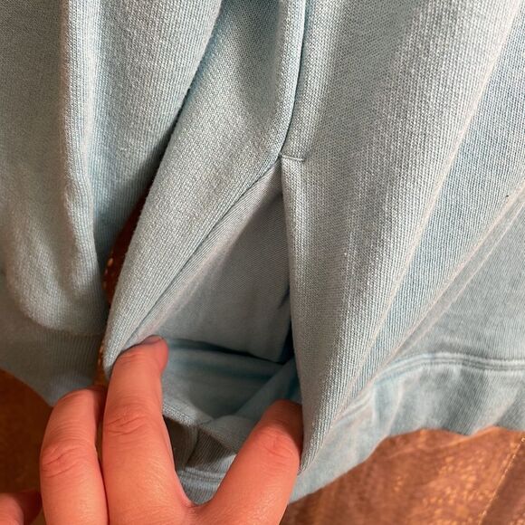 PINK Victorias Secret light blue pullover hoodie sweater, white logo, XS - Picture 3 of 7